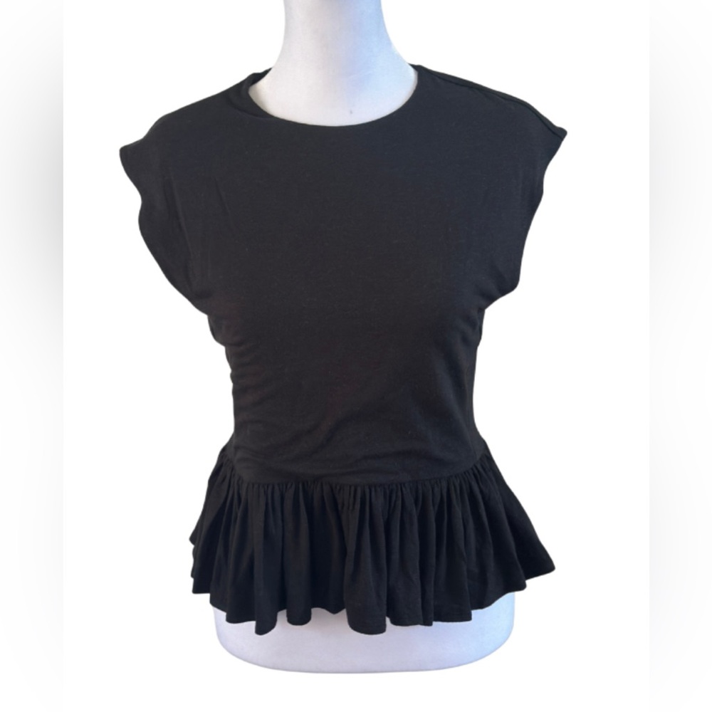 Express Black Peplum Cap Sleeve Top